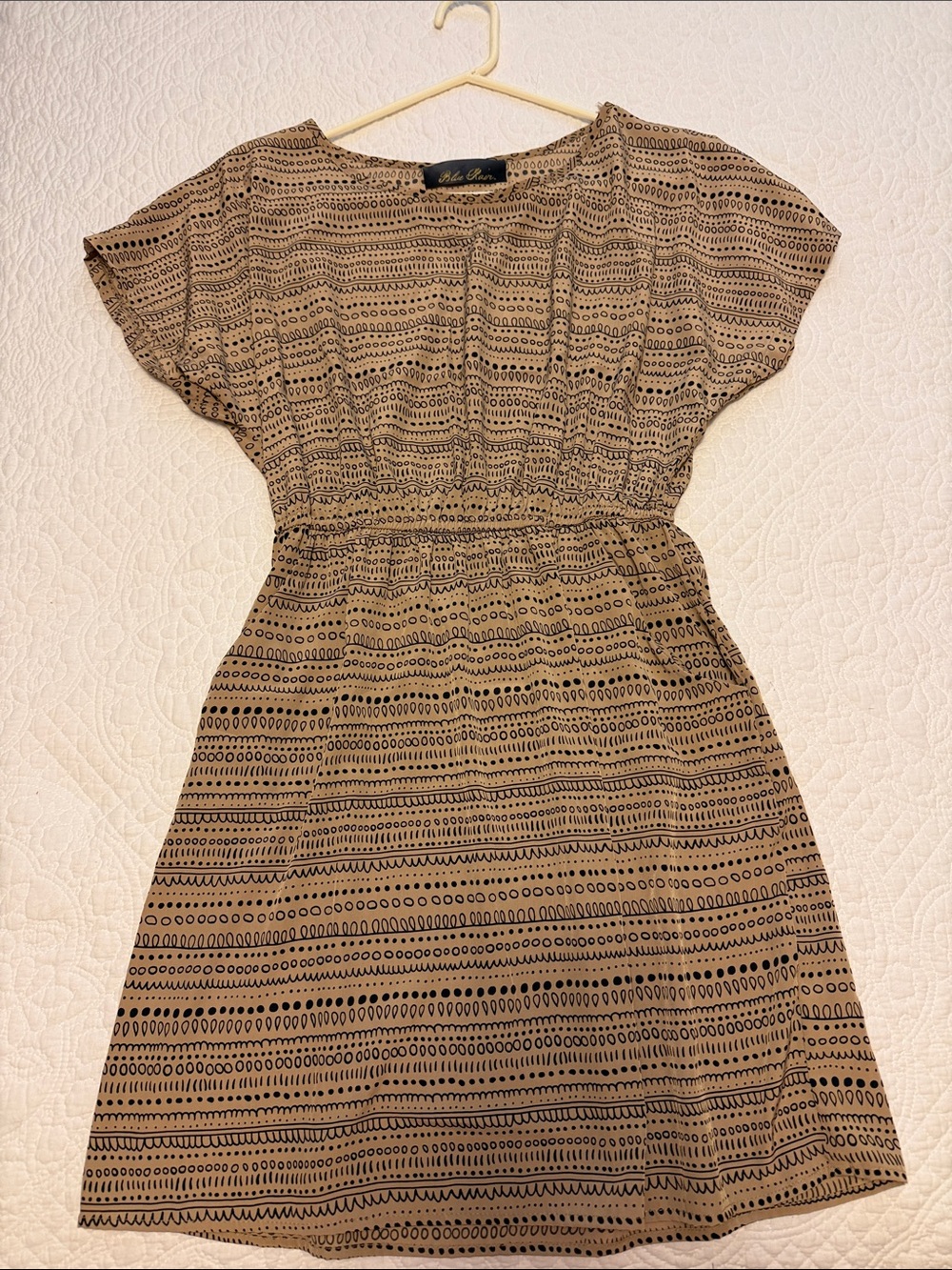 Blue Rain Tan and Black Patterned Mini Dress